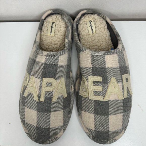 Dearfoams Men's Papa Bear Buffalo Checker Print Slippers Size Medium 9-10 NWOT - Picture 7 of 9